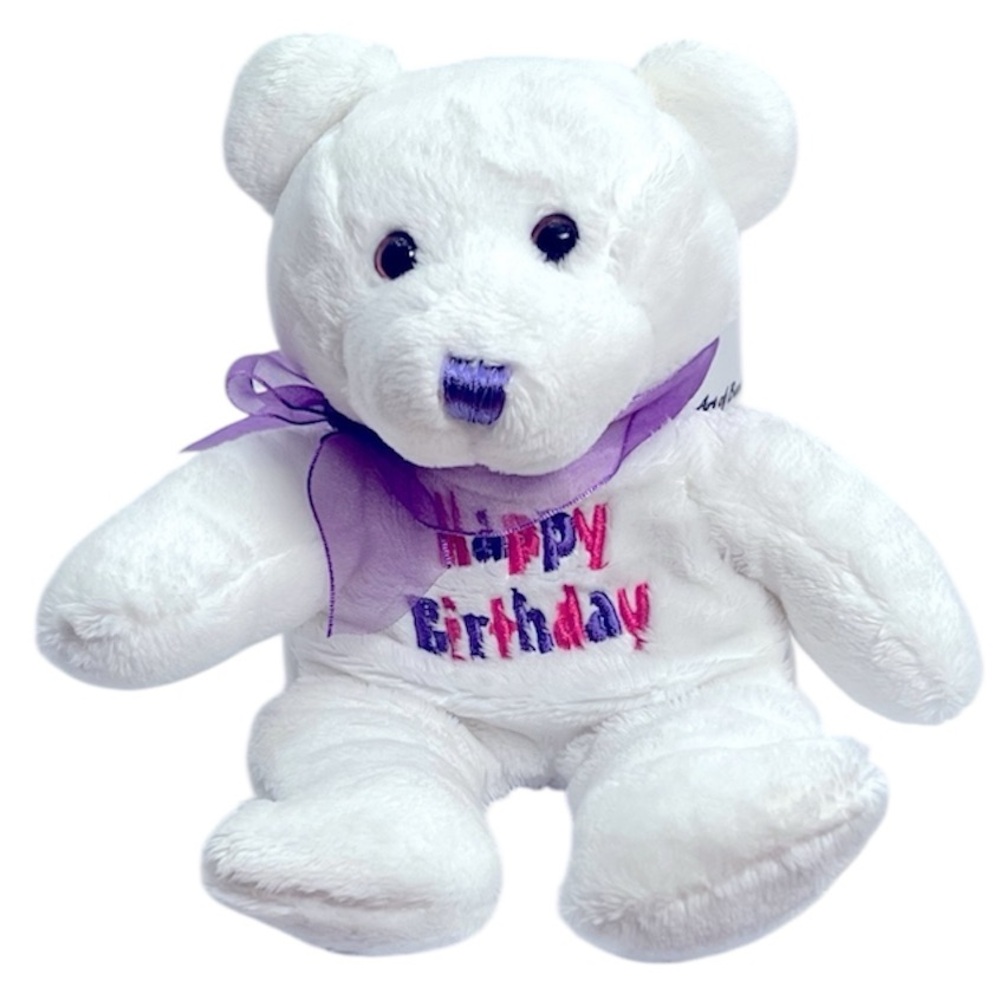 DanDee Collectors Choice Small White Happy Birthday Bear.  New without Tags.